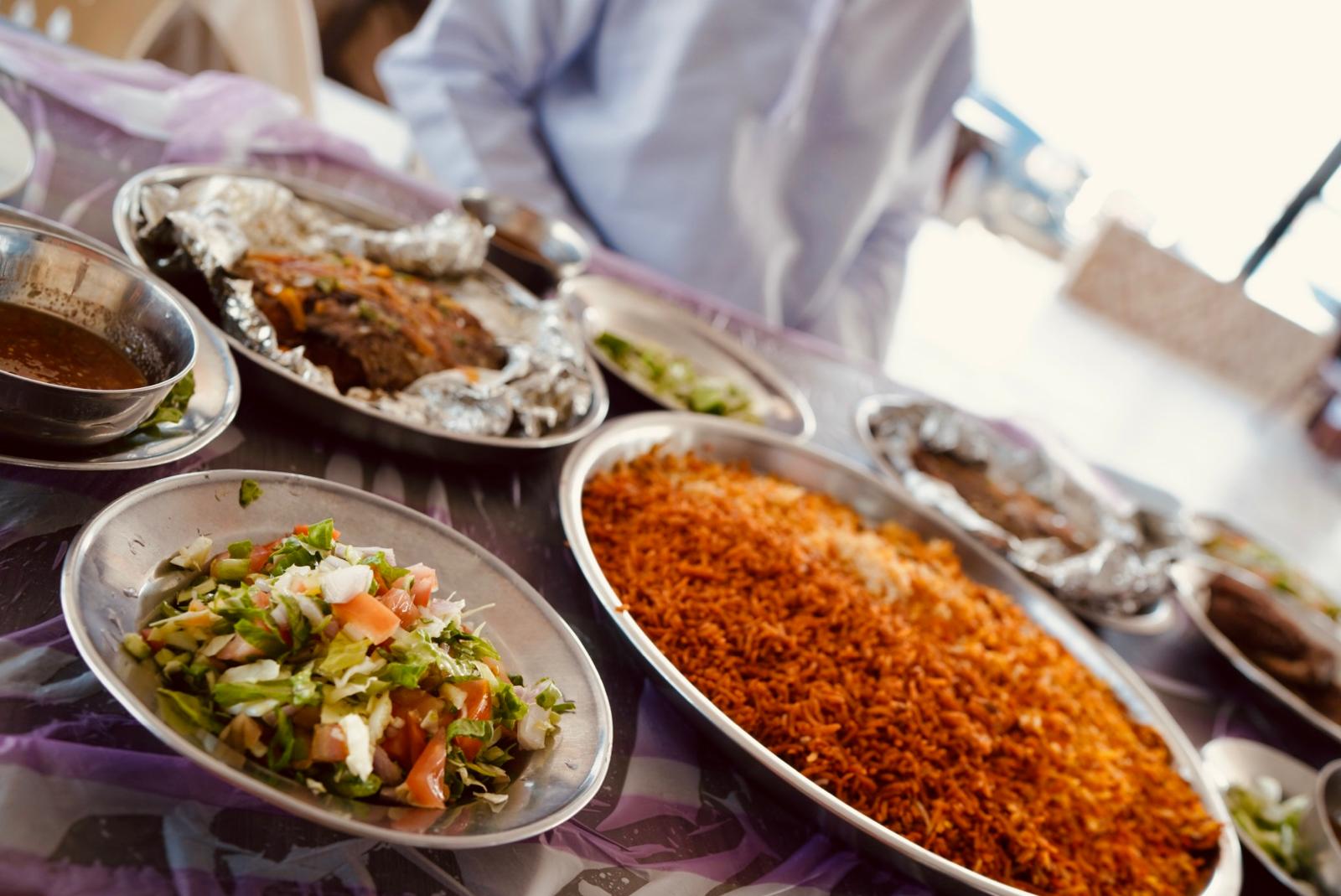 Traditional Omani lunch at local restaurant